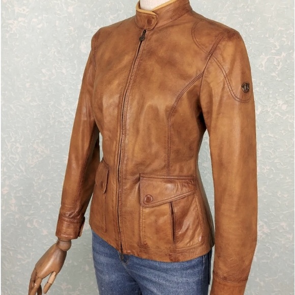 MATCHLESS Women’s Leather Moto Jacket, Camel, EU Size 40 - Picture 3 of 15